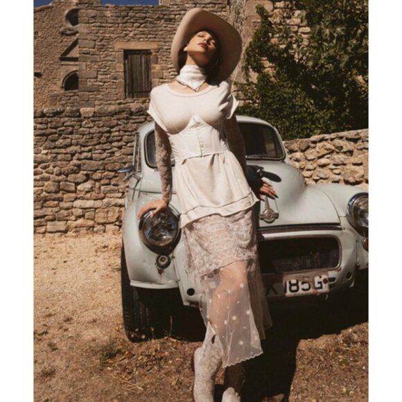 Free People Rock Steady Maxi Top Embroidered Knit Long Sleeve S - Picture 1 of 3